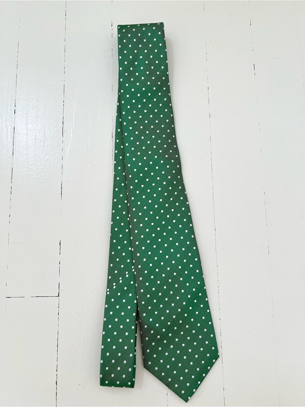 Suitsupply Green Tie with White Polka Dots